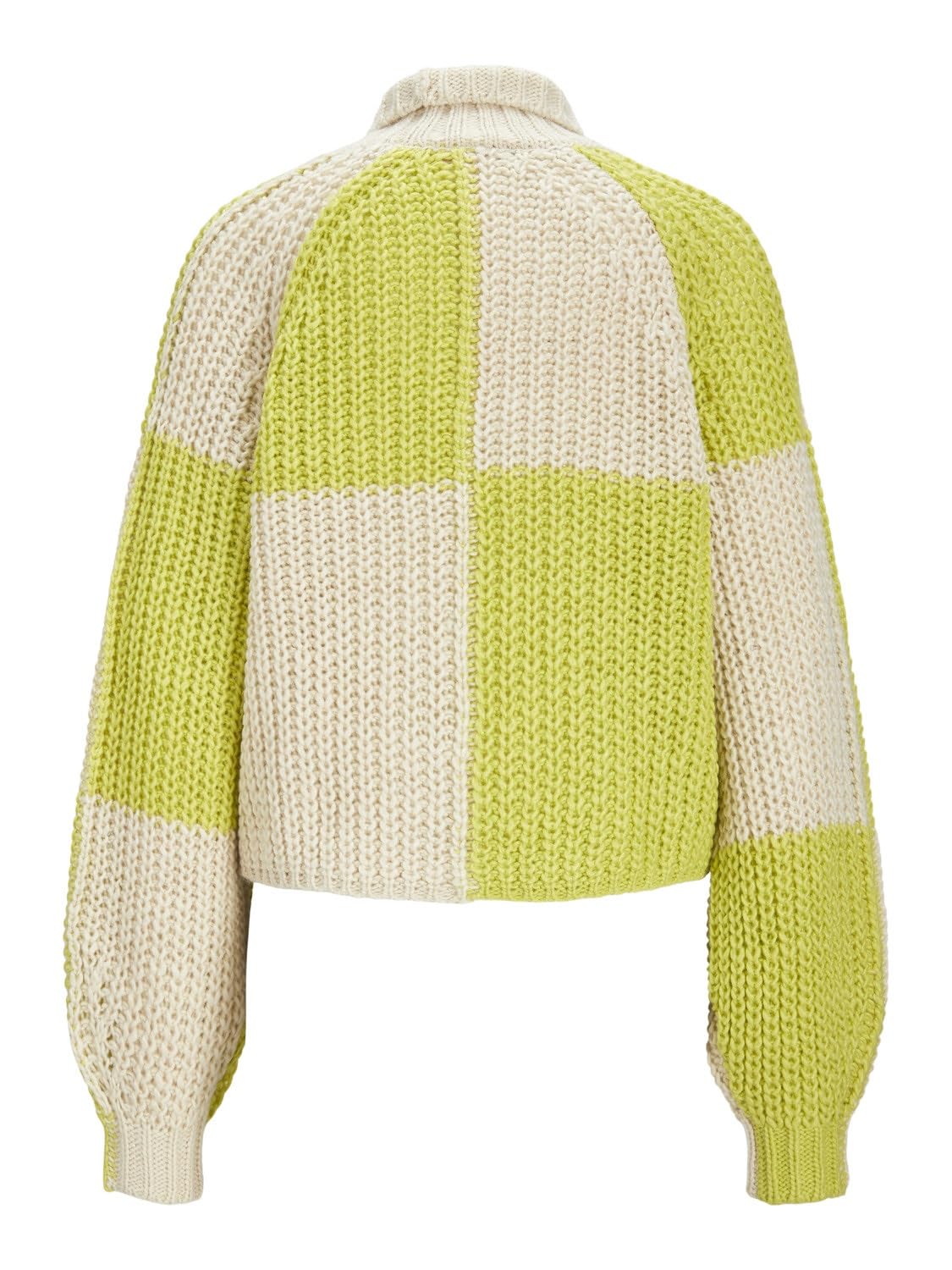 Jxkelvy Chunky Check High Neck Knit, Kadın, Limon Sarısı, XL