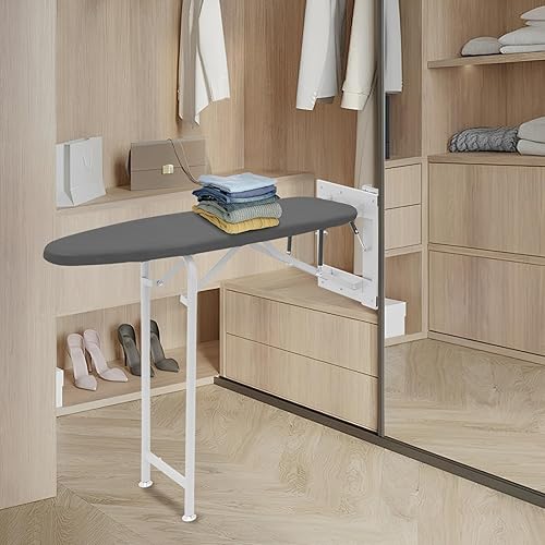 Miniatura 6 de Tabla de planchar plegable giratoria de 180 para armario, tabla de planchar deslizante, ahorro de espacio, resistente al calor para el hogar y