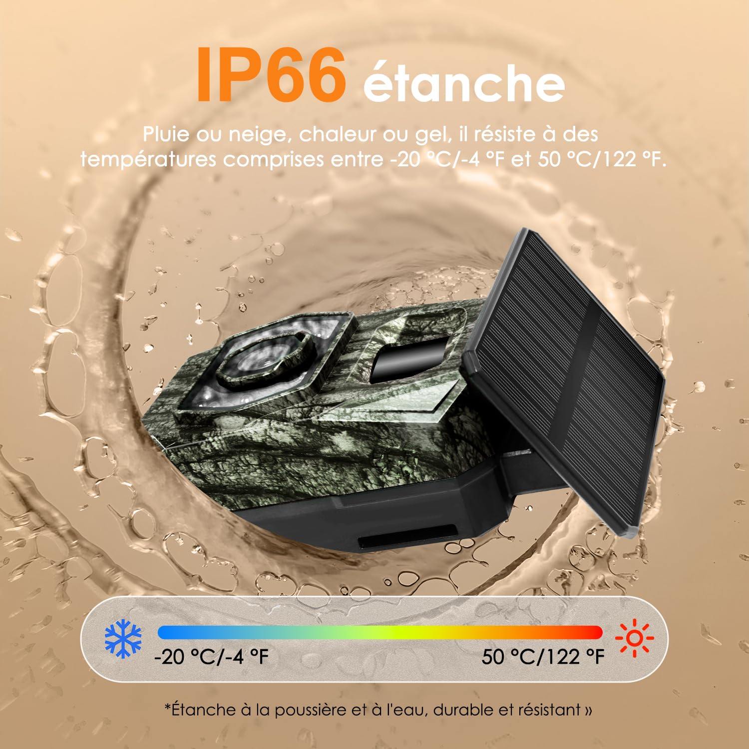 MAXDONE Caméra de Chasse Solaire Wi-FI - 48MP Camera de Chasse Connectée Telephone avec 5200mAh Batterie Rechargeable Camera Infrarouge Vision Nocturne Exterieur Animaux, Etanche IP66
