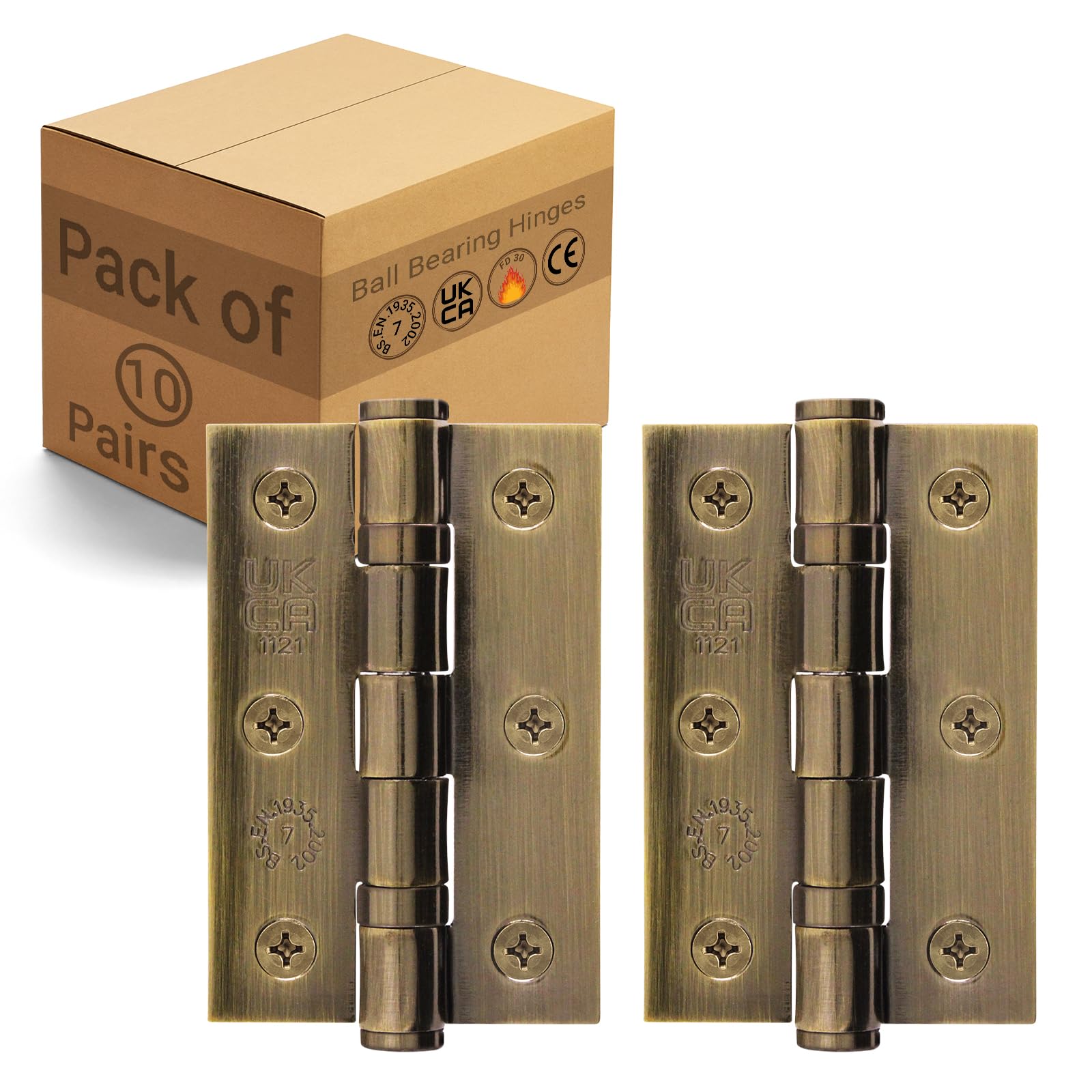 EAI Bronze Door Hinges | 3 Inch / 76mm Florentine Bronze Internal Fire Door Hinges | 10 Pairs