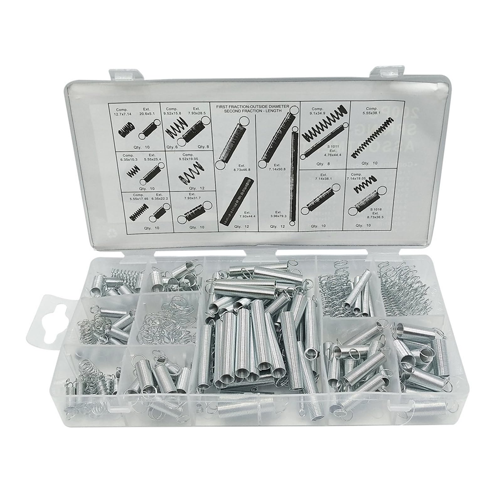 Multipurpose 200pcs Spring Assortment Precisions Engineered Steel Spring Selection With Box For Durability In Repairs