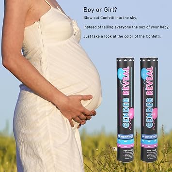 Gender Reveal Pink Confetti Cannon, Biodegradable Party Poppers for Girl 2 Pack