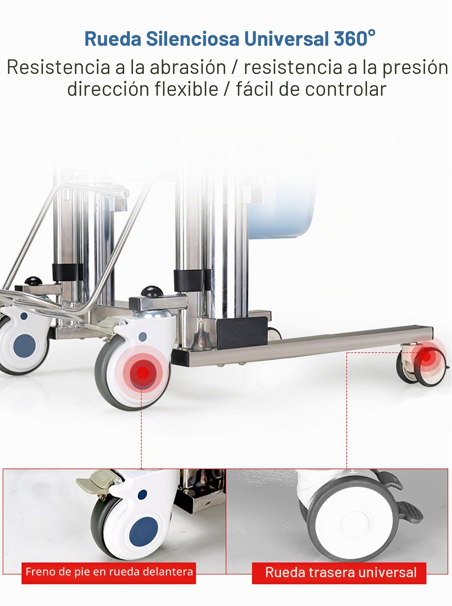 BOTOWI Elevador Hidráulico Doble para Pacientes, Silla de Transferencia Corporal, Silla de Ducha de Altura Ajustable con Cómoda, Silla de Ruedas de Transferencia para Personas Mayores