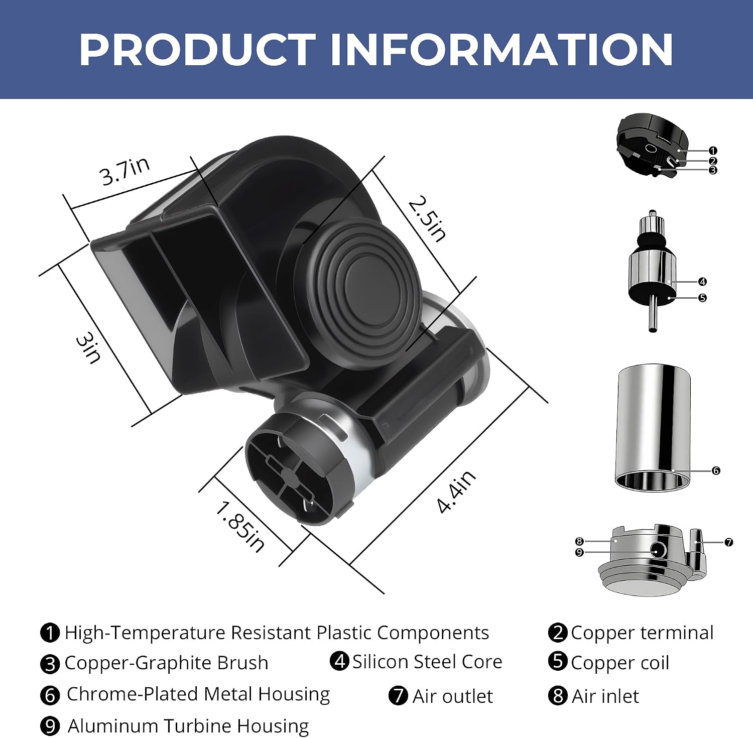 12V 2-Pair Car Horn Kit, 150dB Super Loud Horns with Relay Harness, Universal Fit for Cars, Trucks, Motorcycles, RVs & Off-Road Vehicle