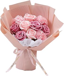 predolo Bouquets de Fleurs de Roses, Fleur de Savon avec Carte de Message et Sac fourre-Tout, Fleurs préservées pour fiançailles, Occasions spéciales, , Rose