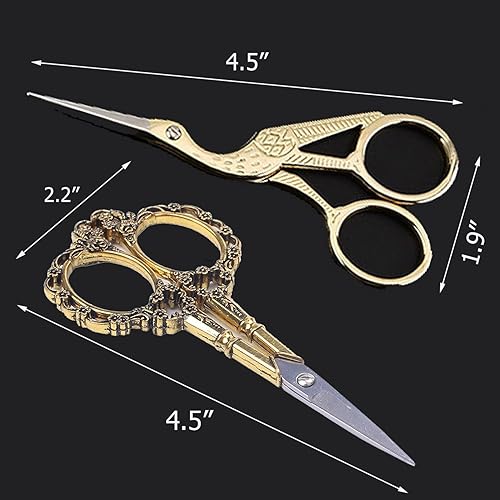 Miniatura 7 de BIHRTC Tijeras de costura doradas vintage con diseño de grúa y ciruelo para bordado, costura, manualidades, trabajo de arte y uso diario