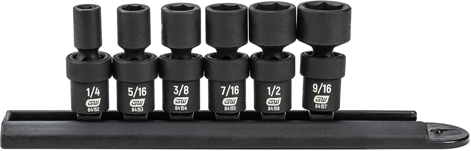 GEARWRENCH 6 Pc. 1/4" Drive 6 Pt. Standard Universal Impact Socket Set, SAE - 84904