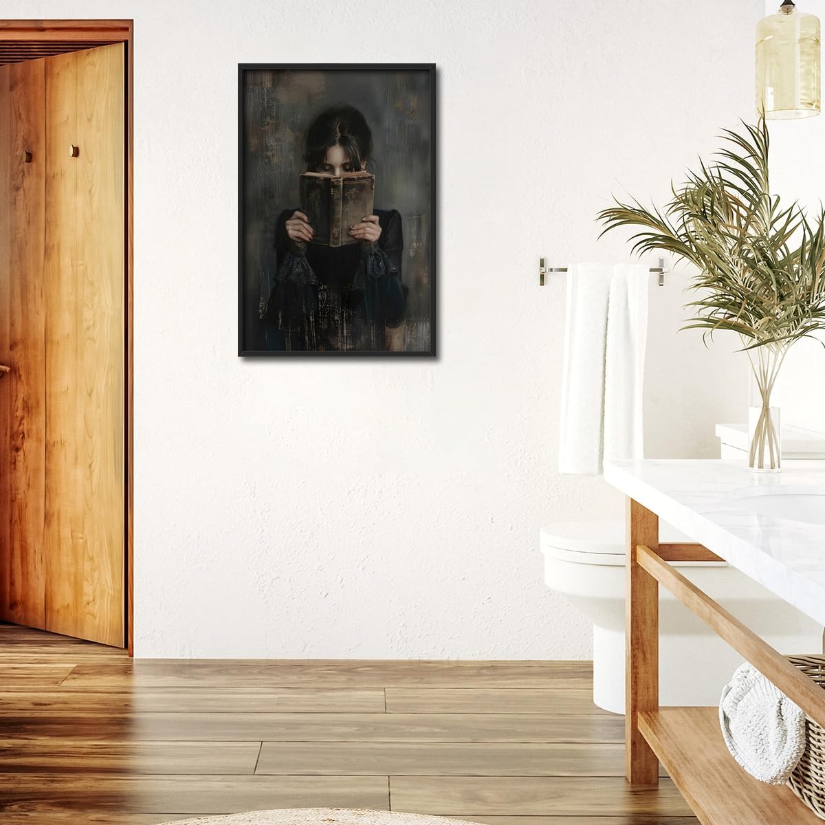 Black Framed Dark Academia Wall Art Victorian Woman Reading Bookish Poster For Halloween Victorian Gothic Room Wall Decor-Vintage Goth Art Prints Picture Hang To Bedroom