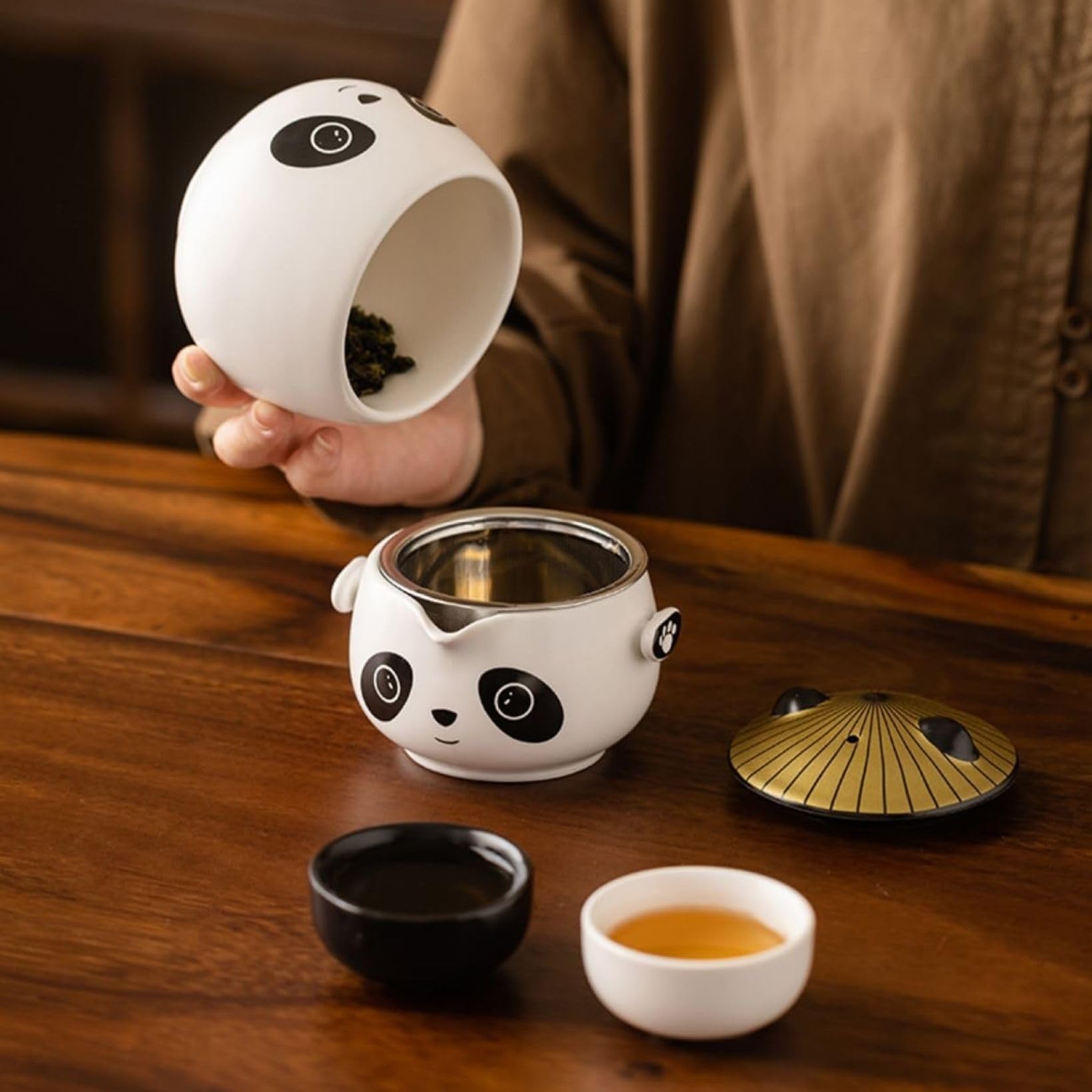Amazon | 中国茶器セット 急須 湯呑みセット パンダ茶器セット 収納