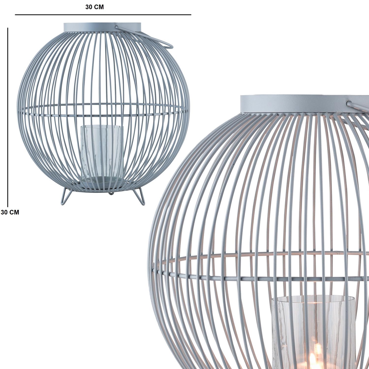 Portavelas Decorativo Leya, Grande, Gris
