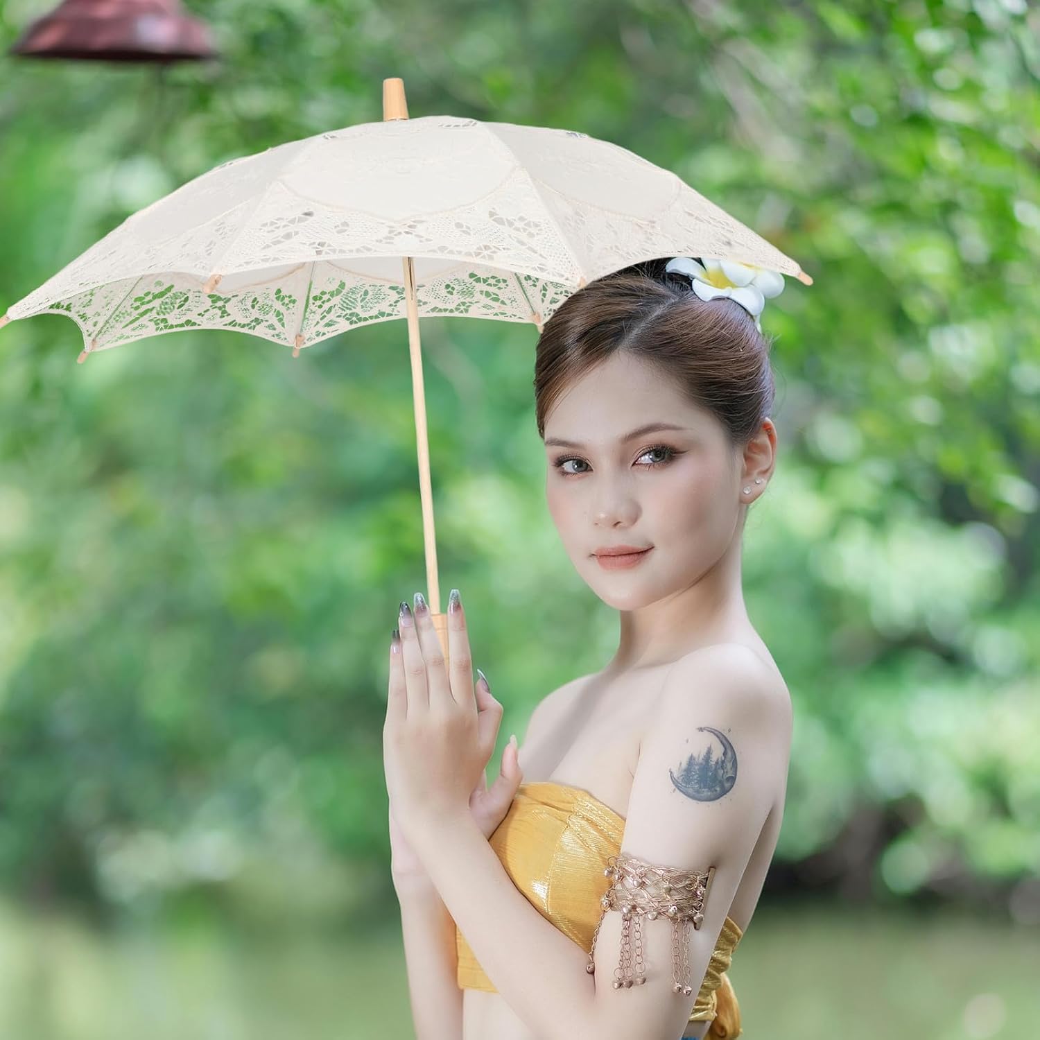 Homoyoyo Vintage Lace Parasol Umbrella for Women Wedding Photo Tea Party