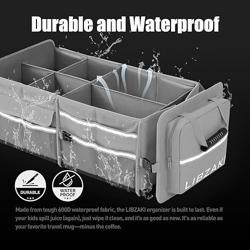 Miniatura 2 de LIBZAKI - Organizador de almacenamiento 4 en 1 para maletero, caja de almacenamiento plegable con múltiples compartimentos con hielera para
