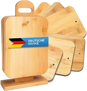 Relaxdays ontbijtplanken, set van 6, 30 cm diameter, bamboe