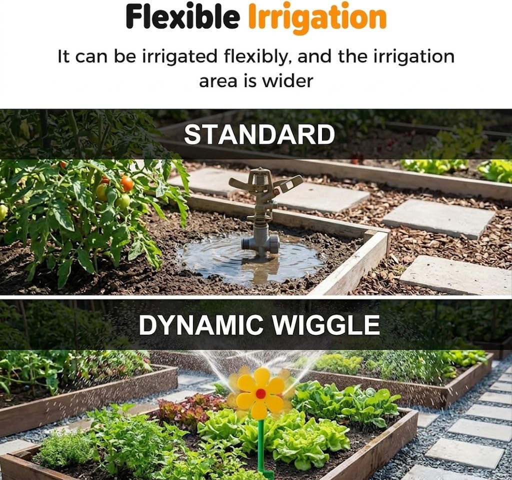 Crazy Daisy Arroseur de fleurs dansant amusant pour jardin et pelouse, jouet rotatif à 360° pour chien, arrosage du jardin d'été (jaune)