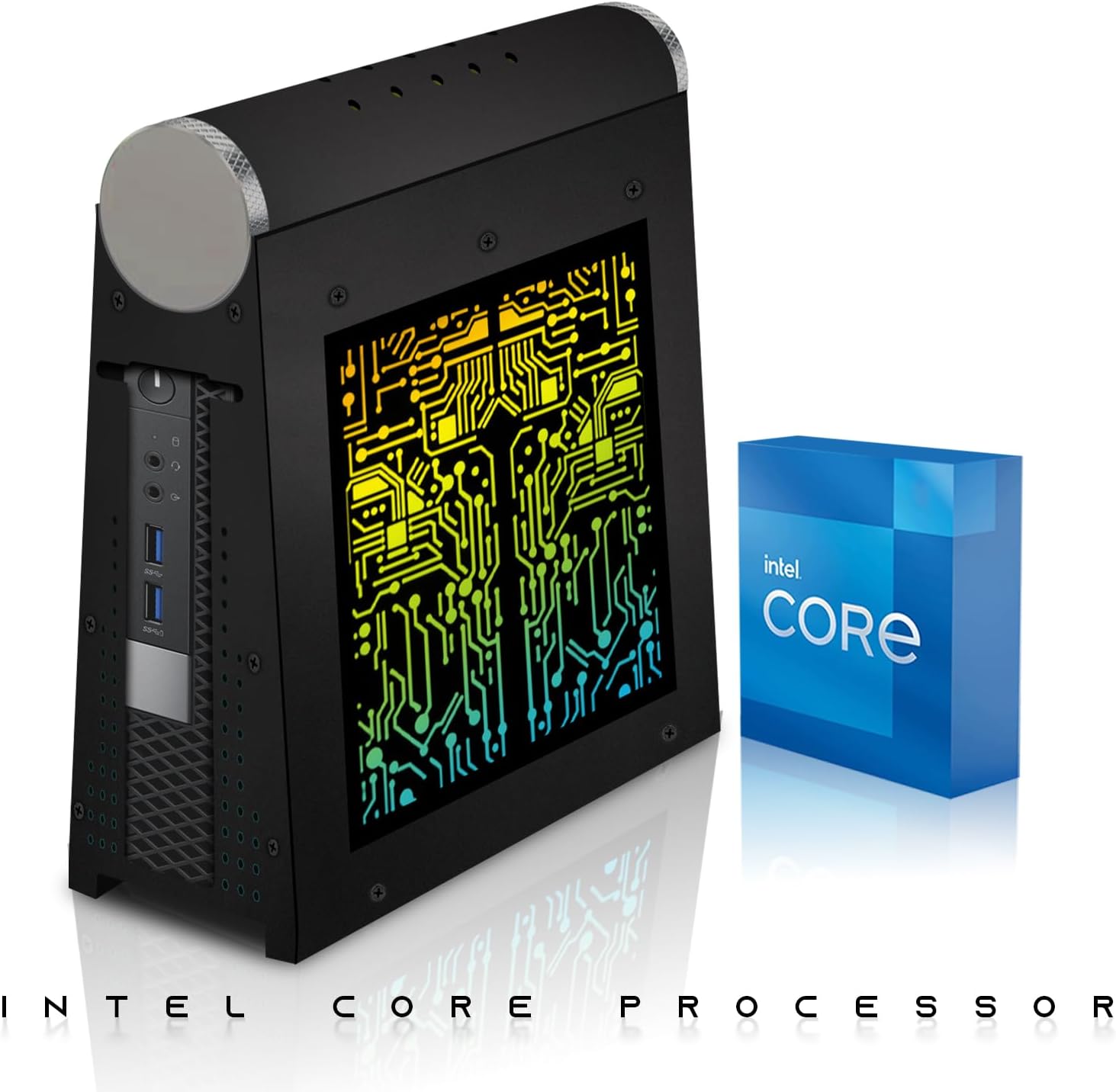 TechMagnet CyberCube Mini PC Bundle, Intel Core i5, 32GB RAM, 1TB SSD, RGB Kit, Webcam, Windows 11 Pro (Renewed)