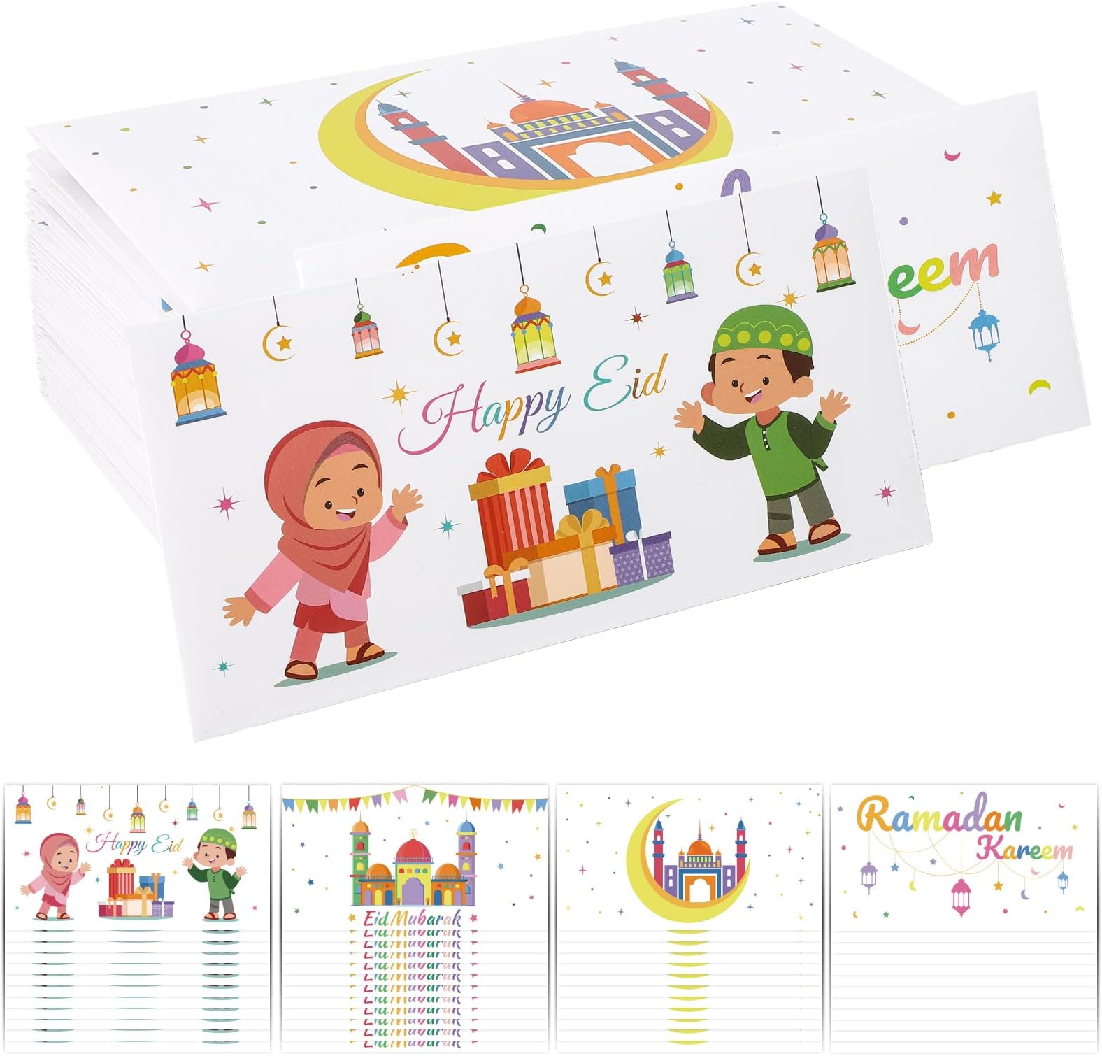 Eid Money Envelopes, Eid Mubarak Envelopes with Arabic