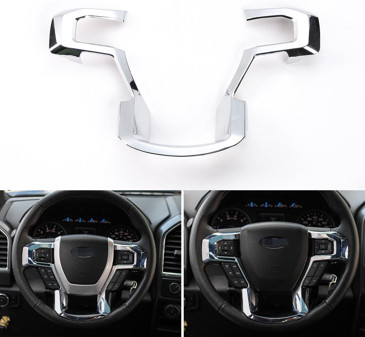 Amazon Com Jecar Steering Wheel Trim Bezel Cover Trim Frame Decorative Interior Accessories For Ford F150 F250 F350 2015 2016 2017 Super Duty Chrome Automotive