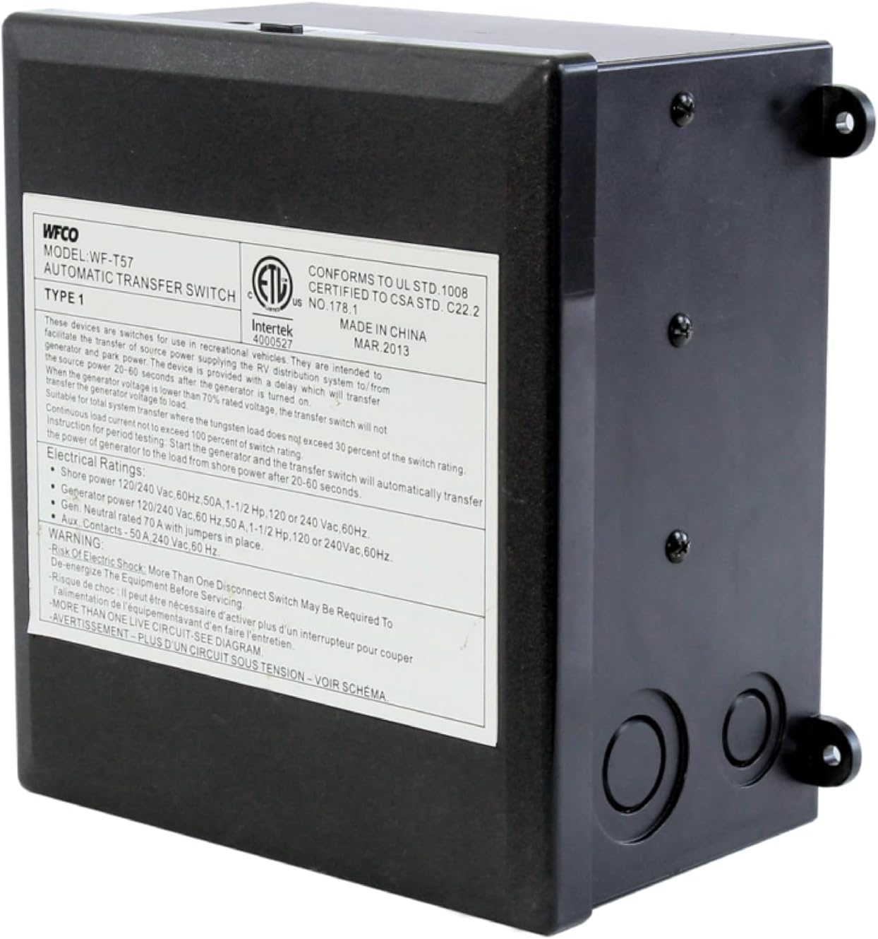 WFCO T57 50 Amp Transfer Switch