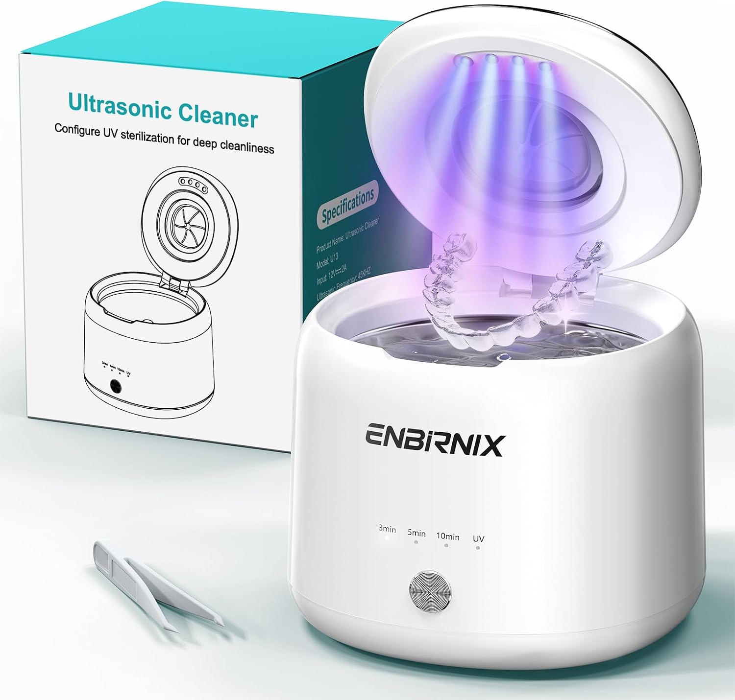 48kHz Ultrasonic Retainer Cleaner Machine, Denture Cleaning Case