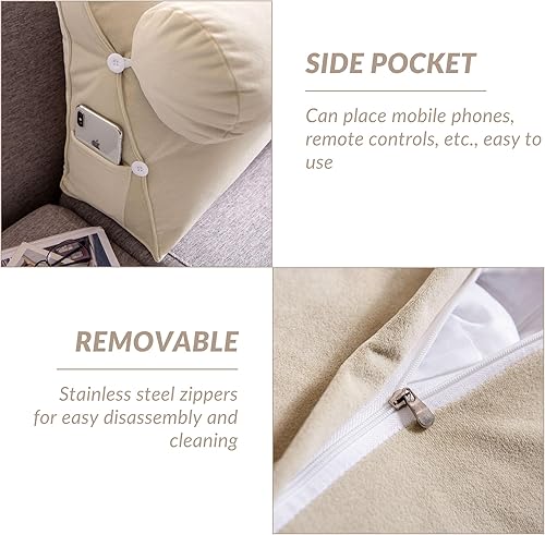 Miniatura 6 de Konelia Almohada de cuña para lectura, triángulo, cabecera de cama, respaldo lumbar, soporte de espalda con almohada ajustable para el cuello, 23.6