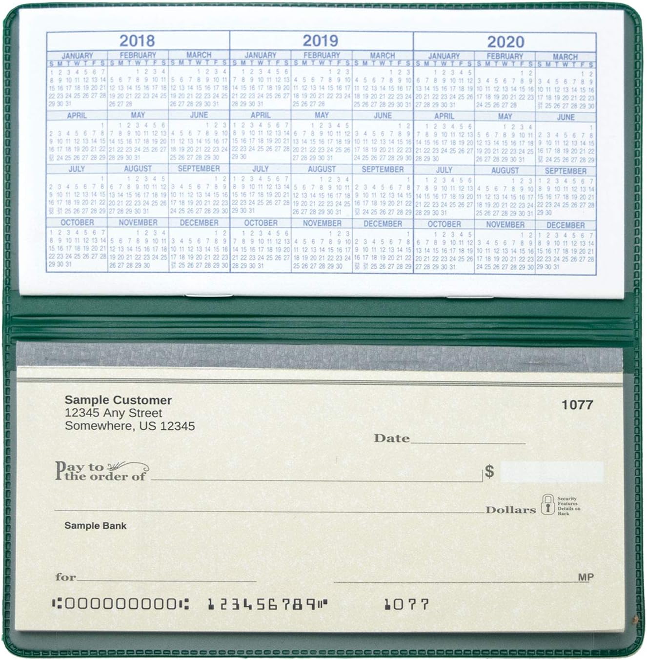 Forest Green Vinyl Checkbook Cover, Top Tear Personal Vinyl Checkbook Cover