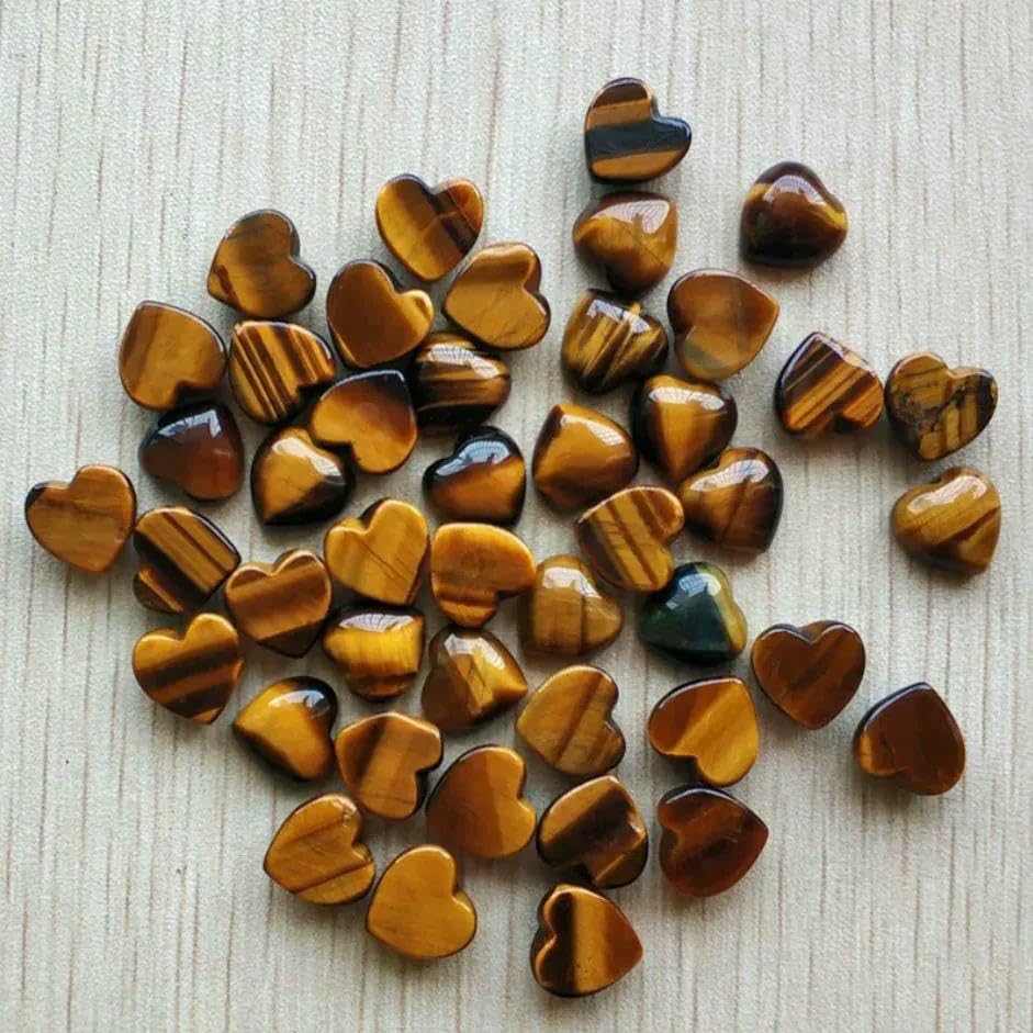 Surtido de cabujones de piedra natural en forma de corazón para la elaboración de joyas, 10 mm, 50 unidades/lote, aventurina verde