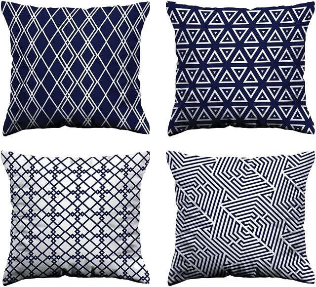 BEDBRIC Cushion Covers Set of 4 (45 x 45 CM). Washable Decorative Throw Pillow Covers with Hidden Zipper. Blue Cushion Covers for Sofa, Bedroom, & Couch. Adoring Sofa Cushion Covers