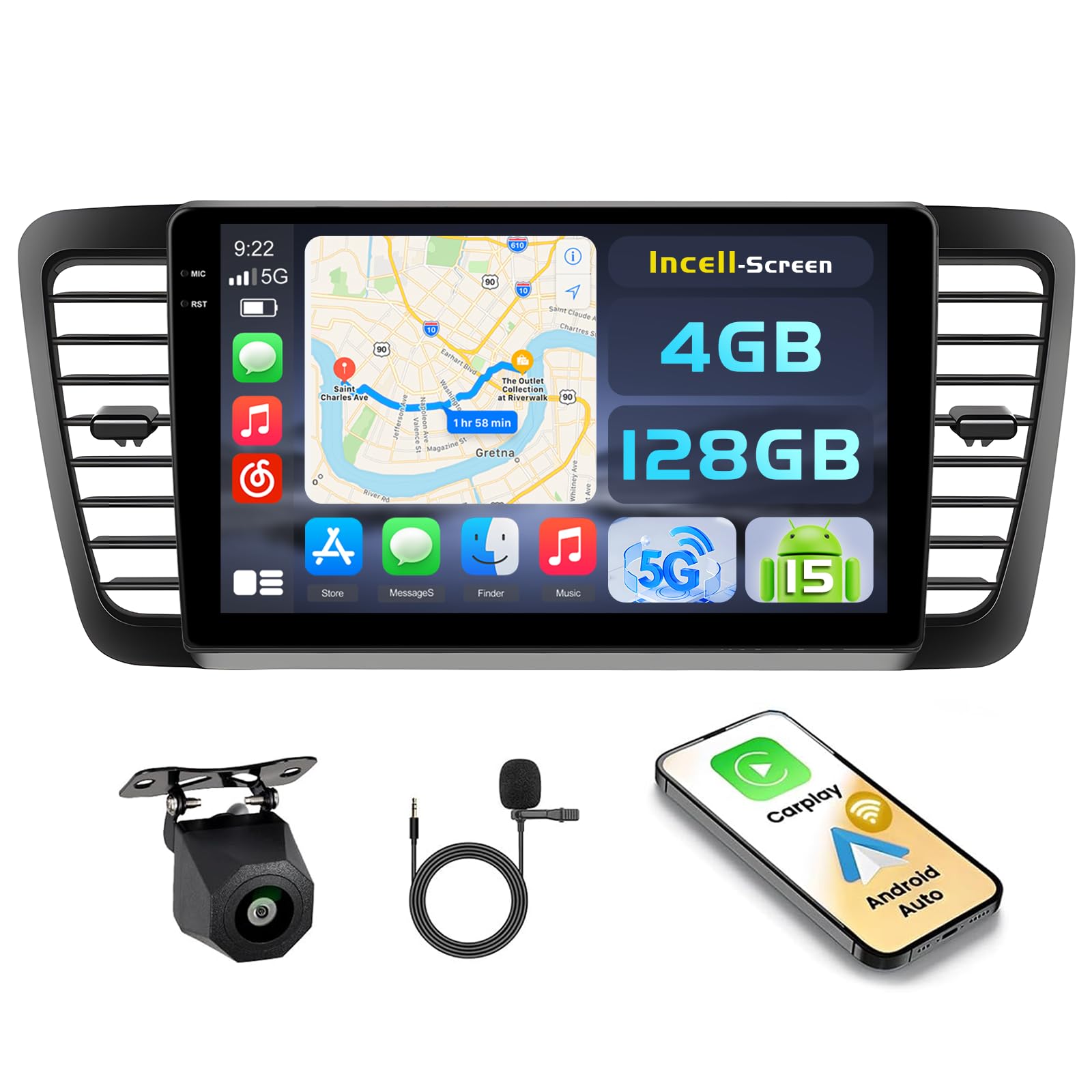 Amazon.com: [4+128G] Android 15 Car Stereo for Subaru Legacy 2003