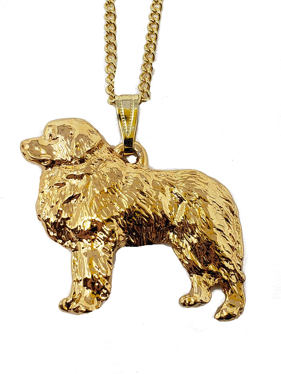 George Harris Great Pyrenees Dog 24k Gold Plated Pewter Pendant with Chain Necklace Set
