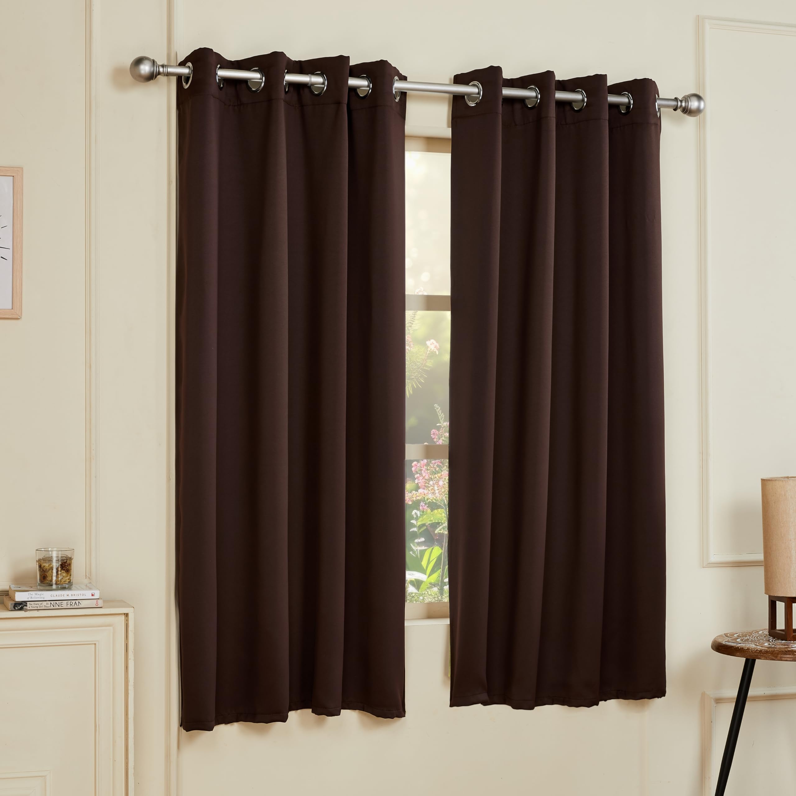 SOLIMO Polyester Blackout Window Curtains (Pack of 2, 5 FEET, Brown Da