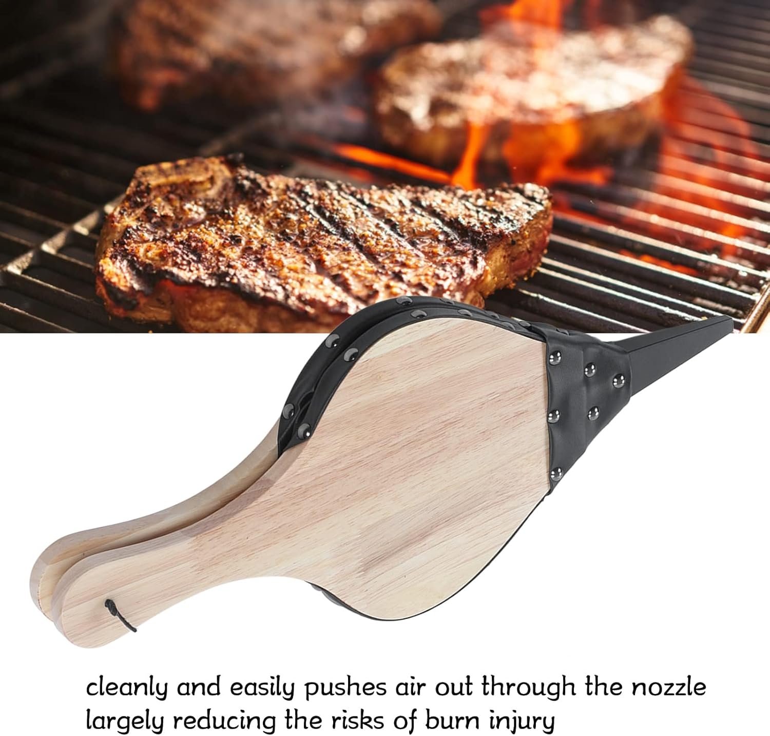 Fireplace Bellow, Manual Fire Blower Solidwood Leather Outdoor Cooking Fan Fireplace Tools Indoor Outdoor Camping BBQ Grill