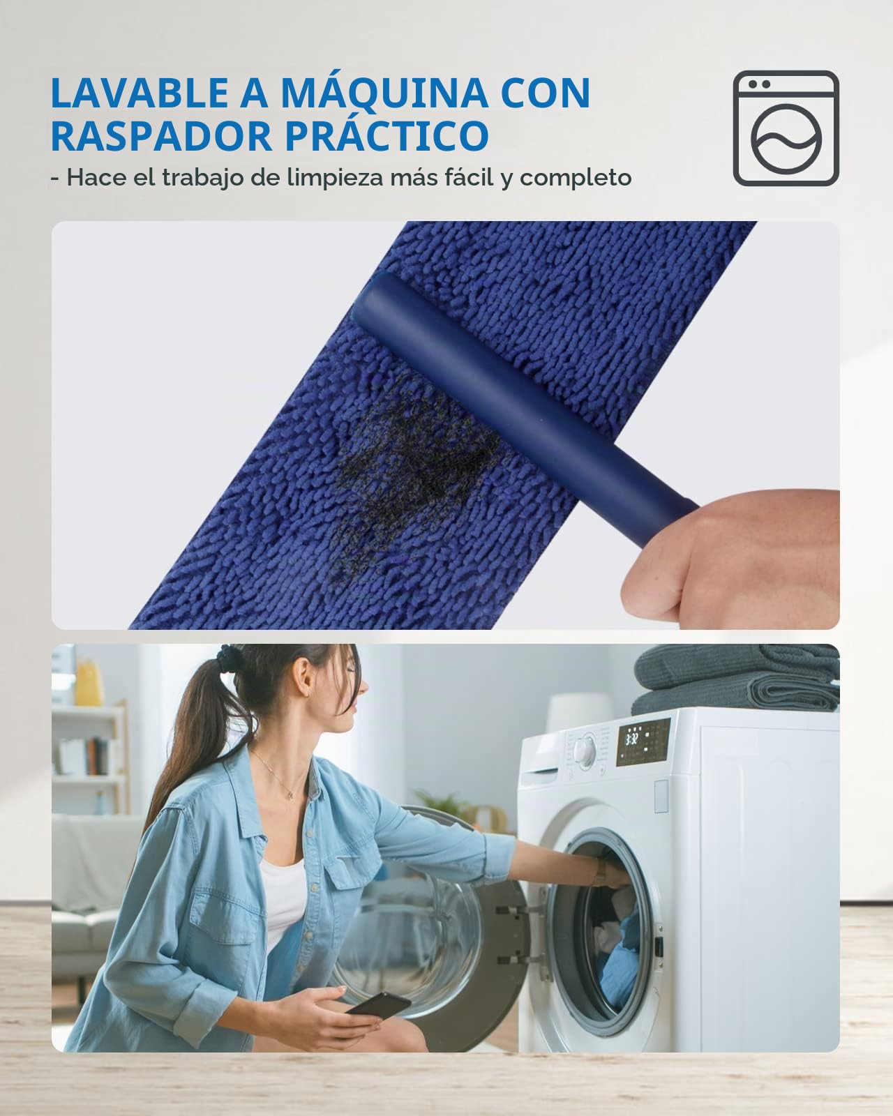 BPAWA,Mopas de microfibra para limpiar suelos, azulejos de madera, mopa pequeña para baño con 4 almohadillas de chenilla lavables reutilizables
