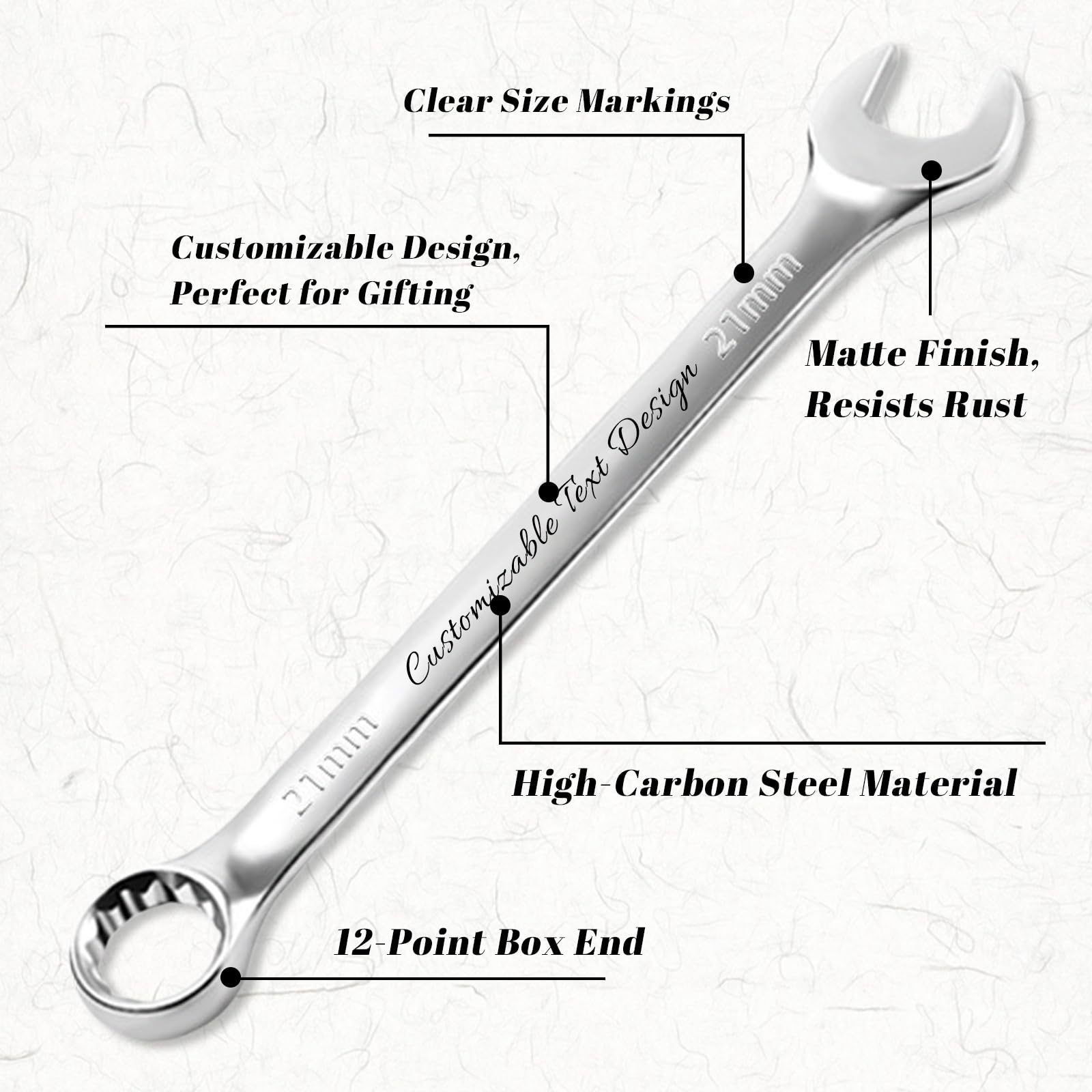 Custom Wrench with Engraved Text, Custom Steel Keys Best Gift for Dad Artisan Gifts Ratcheting Combination Wrench Home Garage Tools Gift — view 3