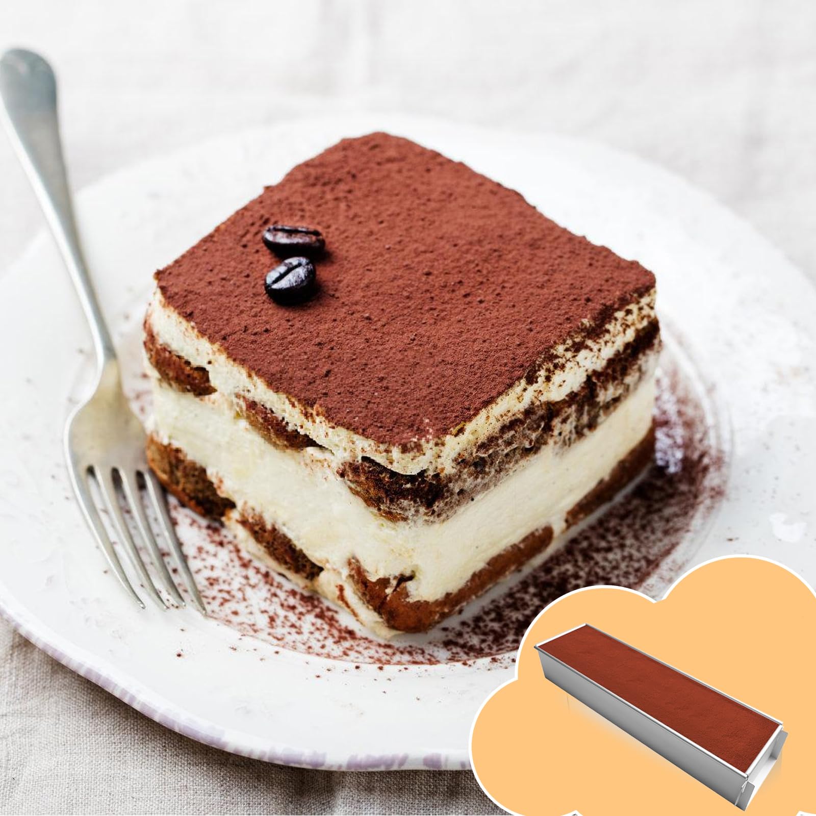 Backform Rechteckig Verstellbar, Edelstahl Tiramisu Form Käsekuchenform mit Acryldeckel Pfannenwender, BPA frei, Wiederverwendbare Backformen für Kuchen Brownies, Lasagne, Kuchen, Käsekuchen(40cm)