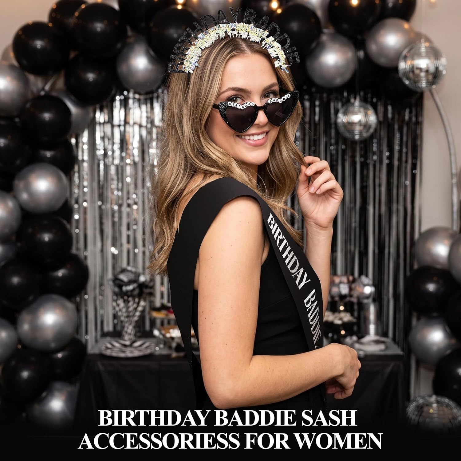HyperFun Birthday Baddie Sash & Sunglasses Accessories Set for Women
