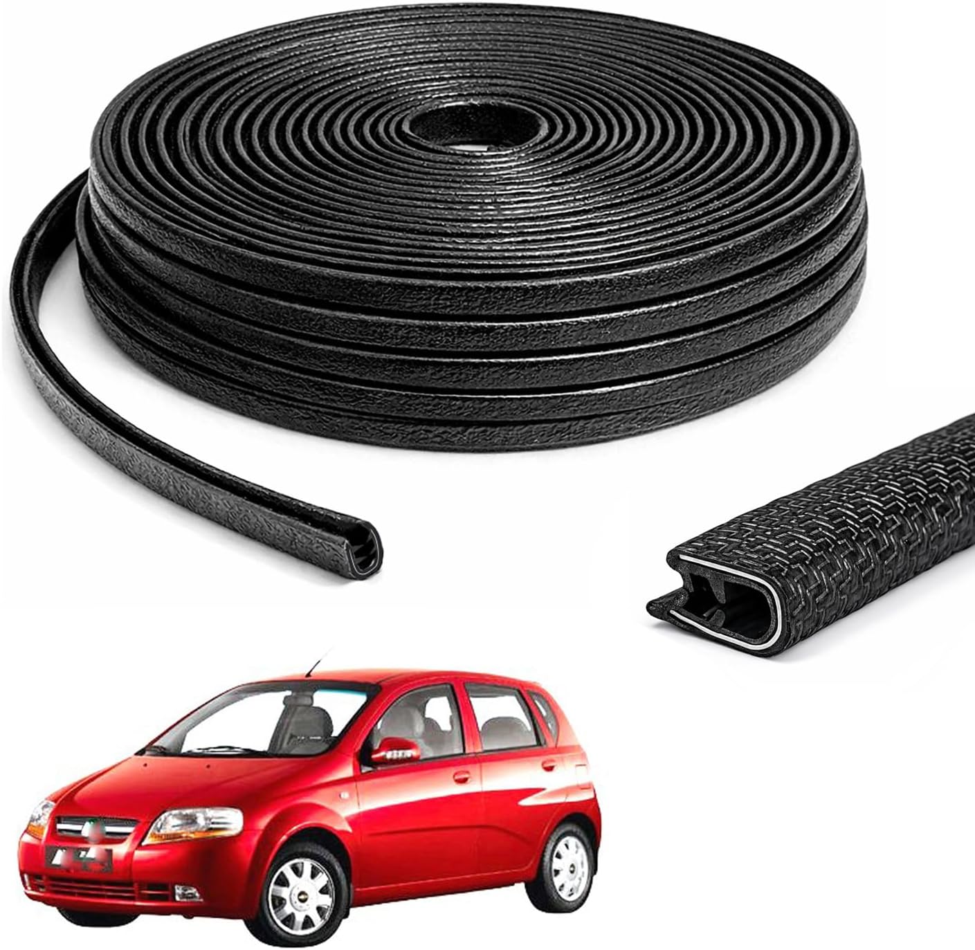 U Shape Car Door Edge Protector Strip Compatible with Chevrolet Aveo U-VA, Universal Fit, Scratch Protector, 16.4ft/5m Length Guaranted