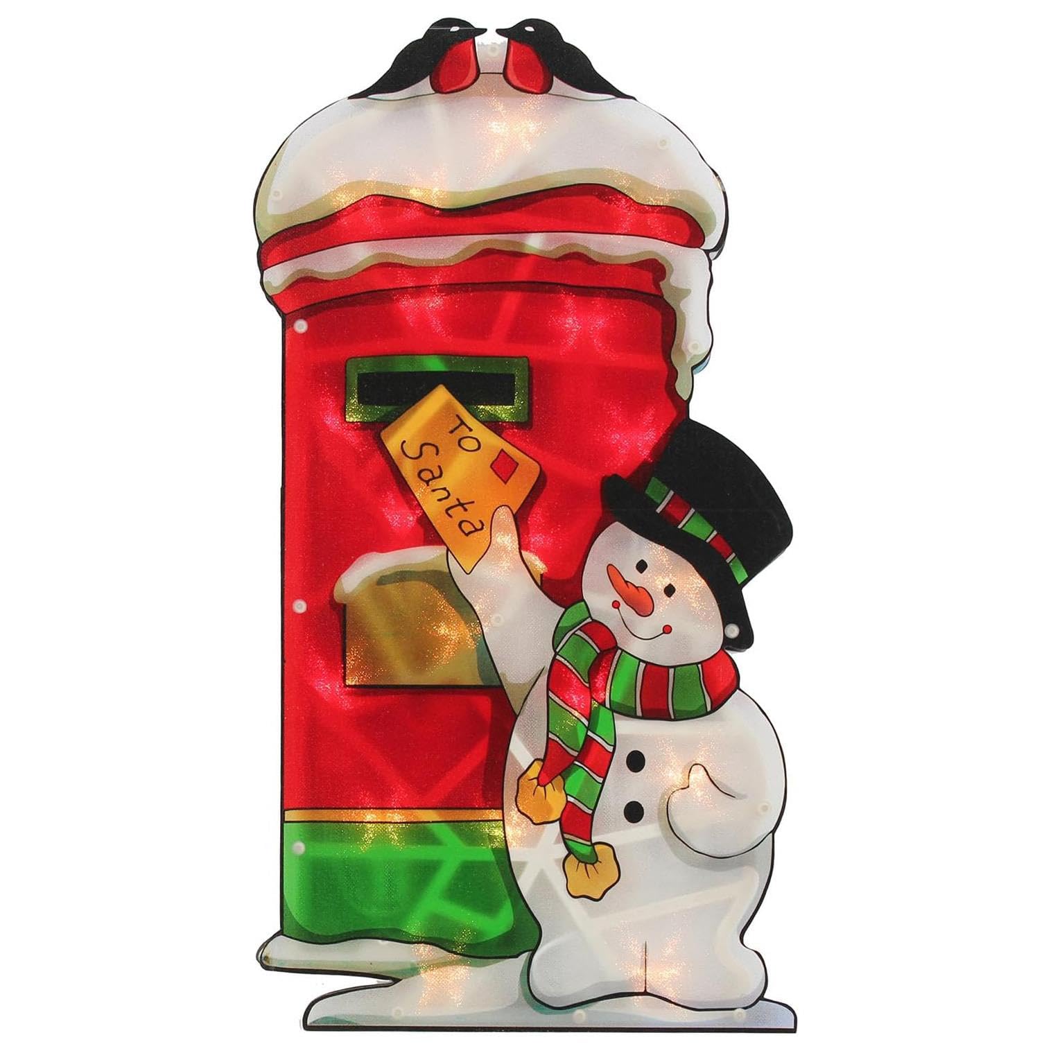 Extra Large Double-Sided Christmas Lights LED Window Silhouette Home Indoor Outdoor Battery Operated Xmas Decoration Postbox Snowman, 58 cm