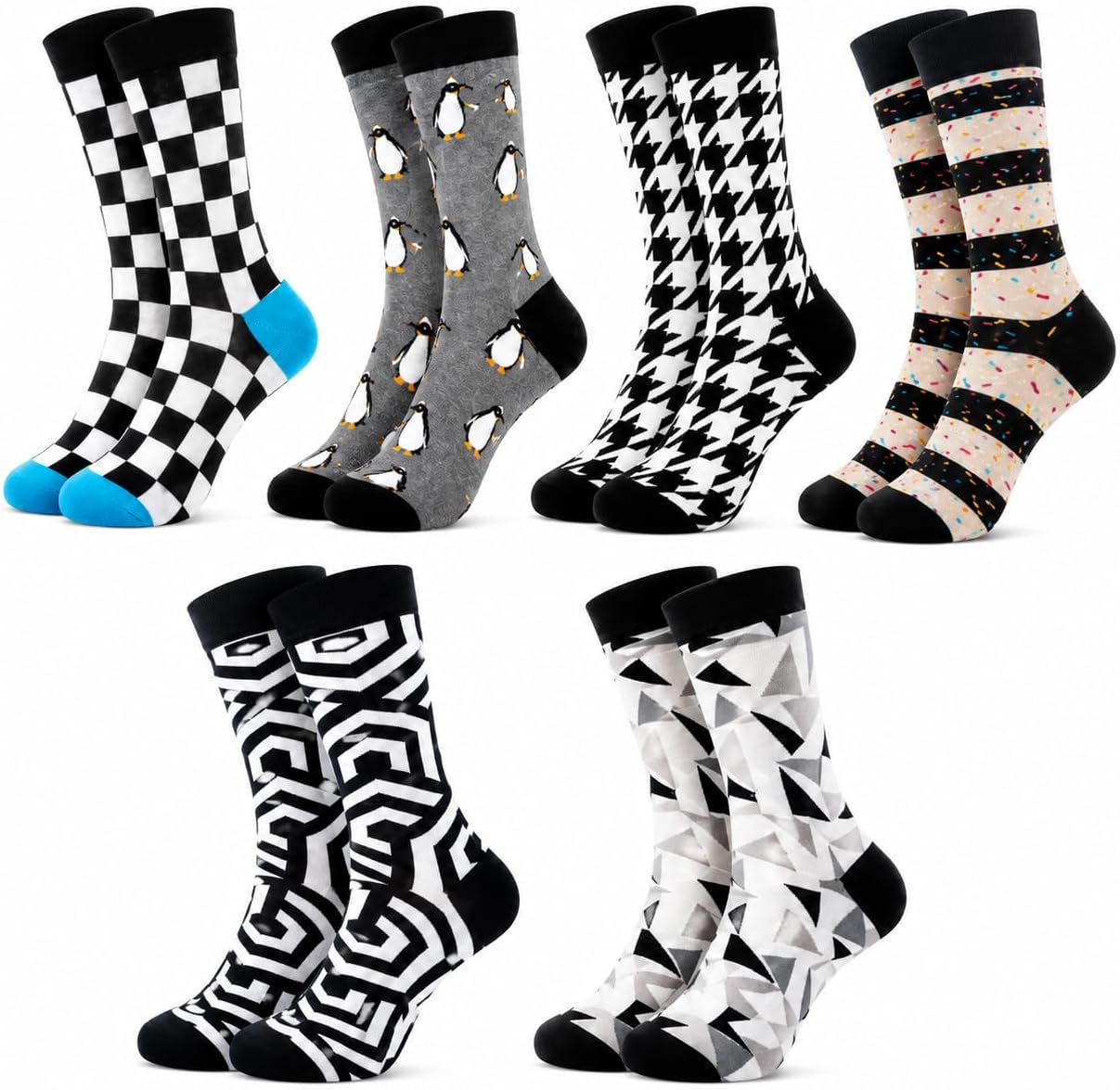 6 pack Pattern Business Socks for Men, Breathable Dehumidifying, Antibacterial Low Allergenic, Colorful Argyle Design