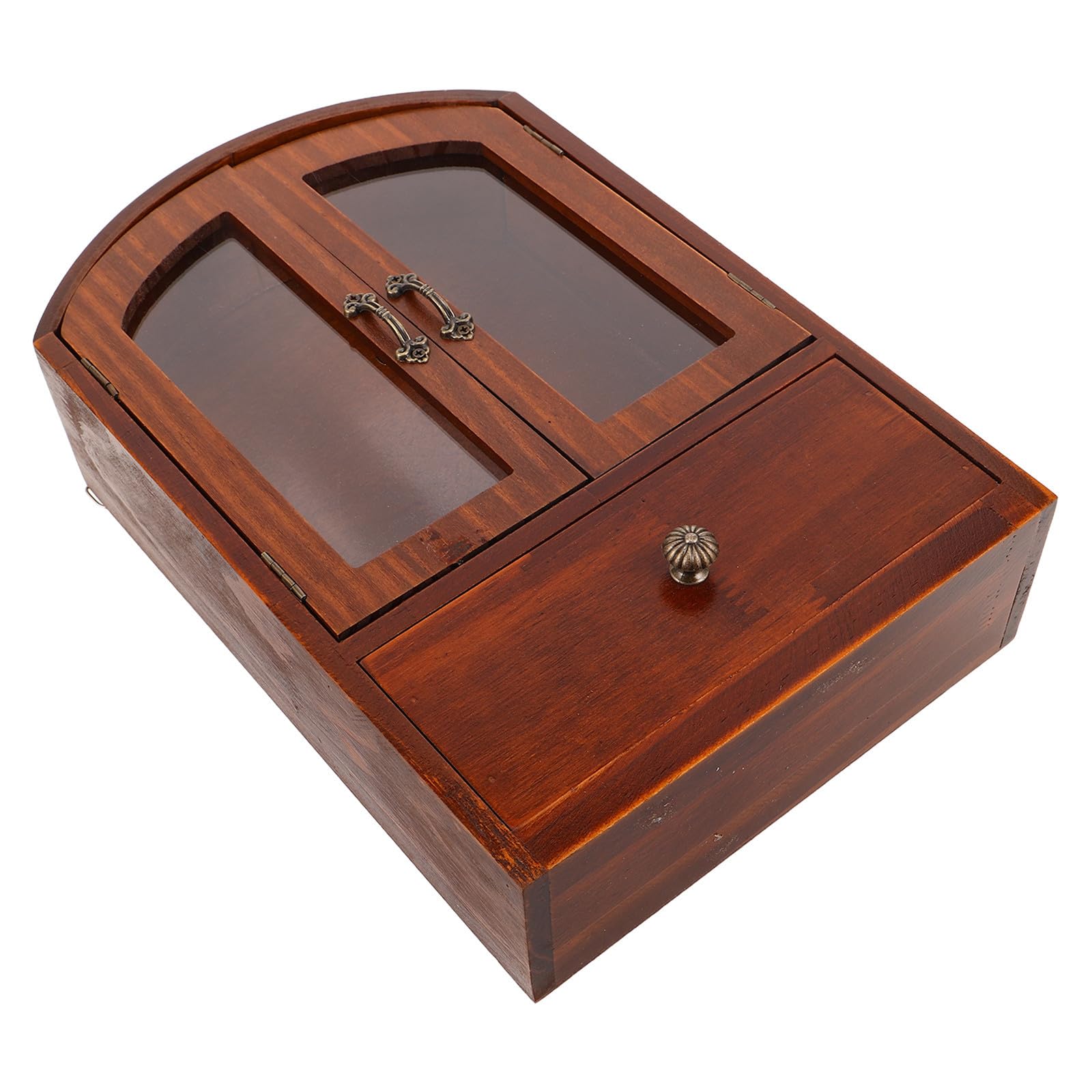 Organiseur de bureau bois vitré rangement maquillage compact et élégant