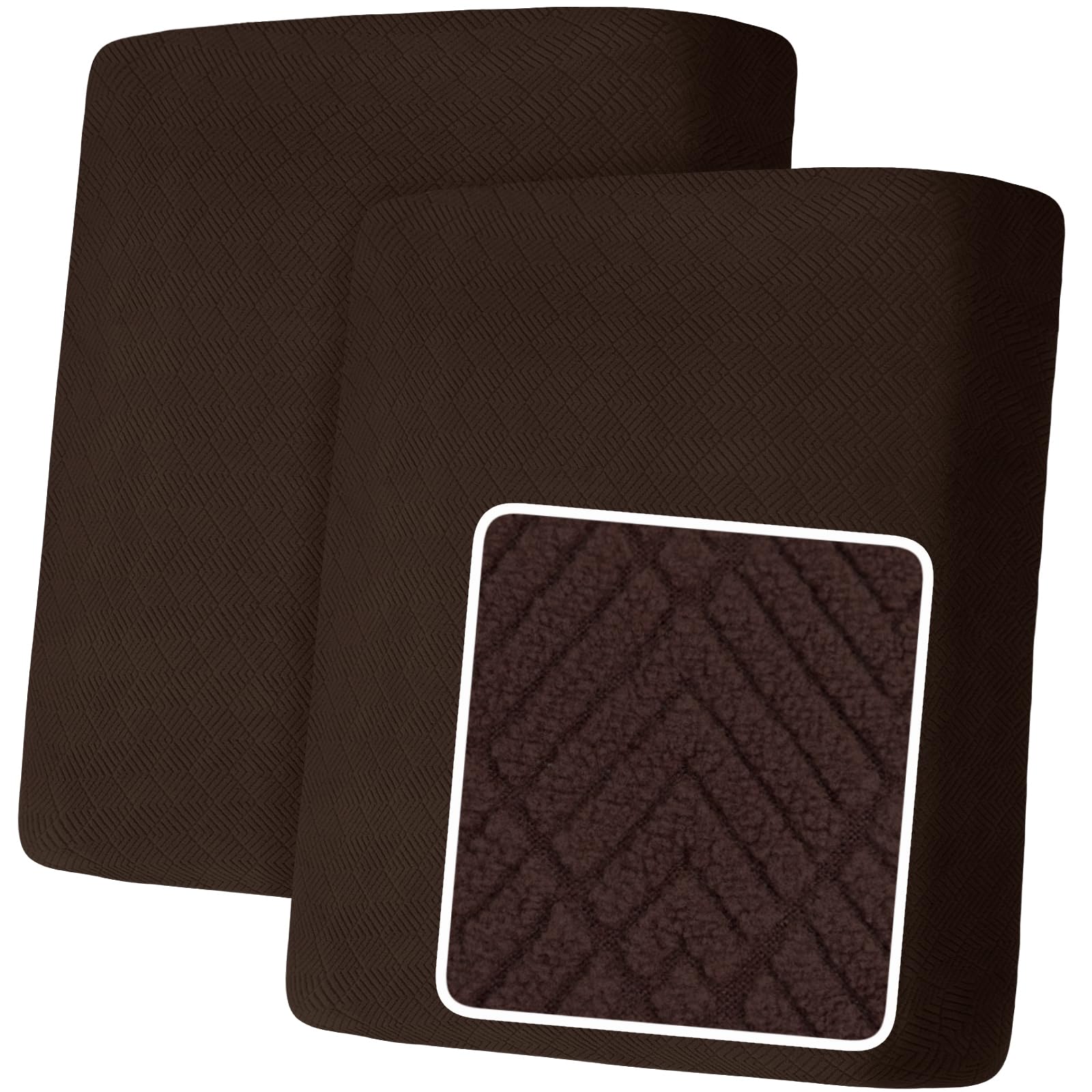 yemyhom stretch individual cushion covers sofa loveseat seat cushion slipcovers soft couch cover replacement diamond pattern furniture protector with elastic bottom (2 pc cushion cover, coffee)