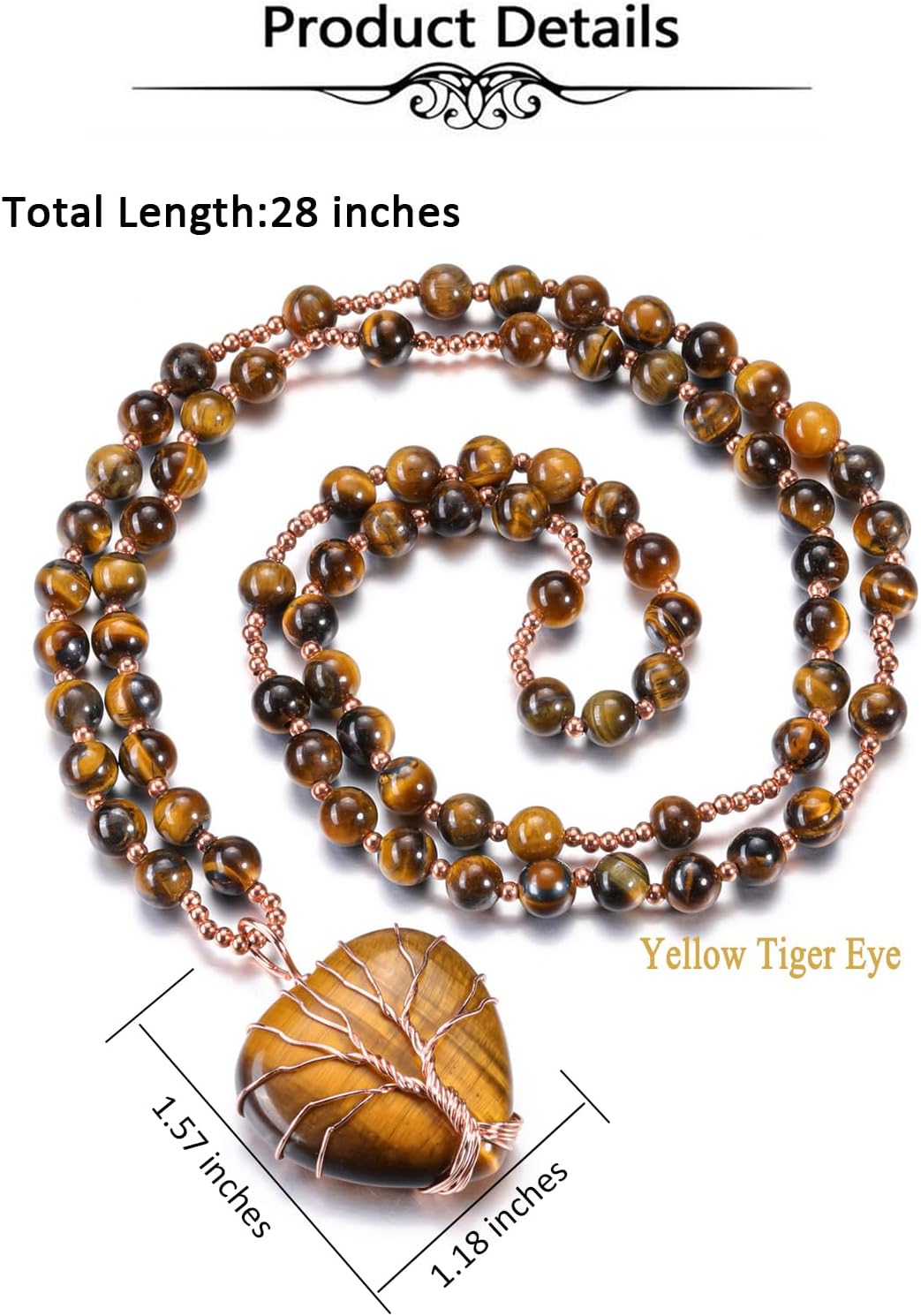 Top Plaza Healing Crystal Amethyst Necklace Natural Stone Beads Life Tree Wire Wrapped Teardrop Gemstone Pendant Jewelry for Women Mom - Image 6