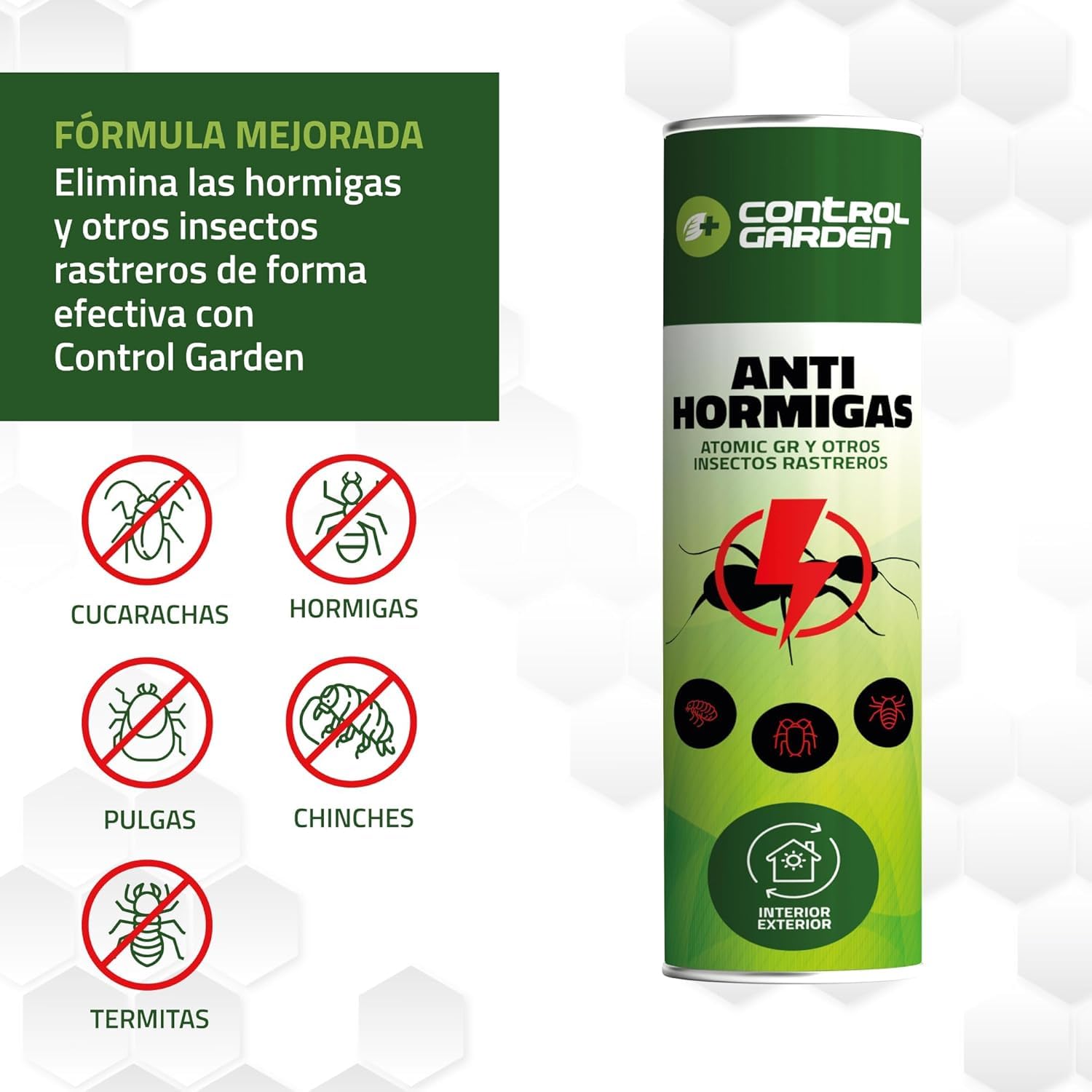 CONTROL GARDEN Pack AntiHormigas Talquera 600 GR + Spray 750 ML | Solución Definitiva Elimina Hormigas, Hormigueros y Colonias | Apto Interior y Exterior | Chinches, Cucarachas e Insectos Rastreros
