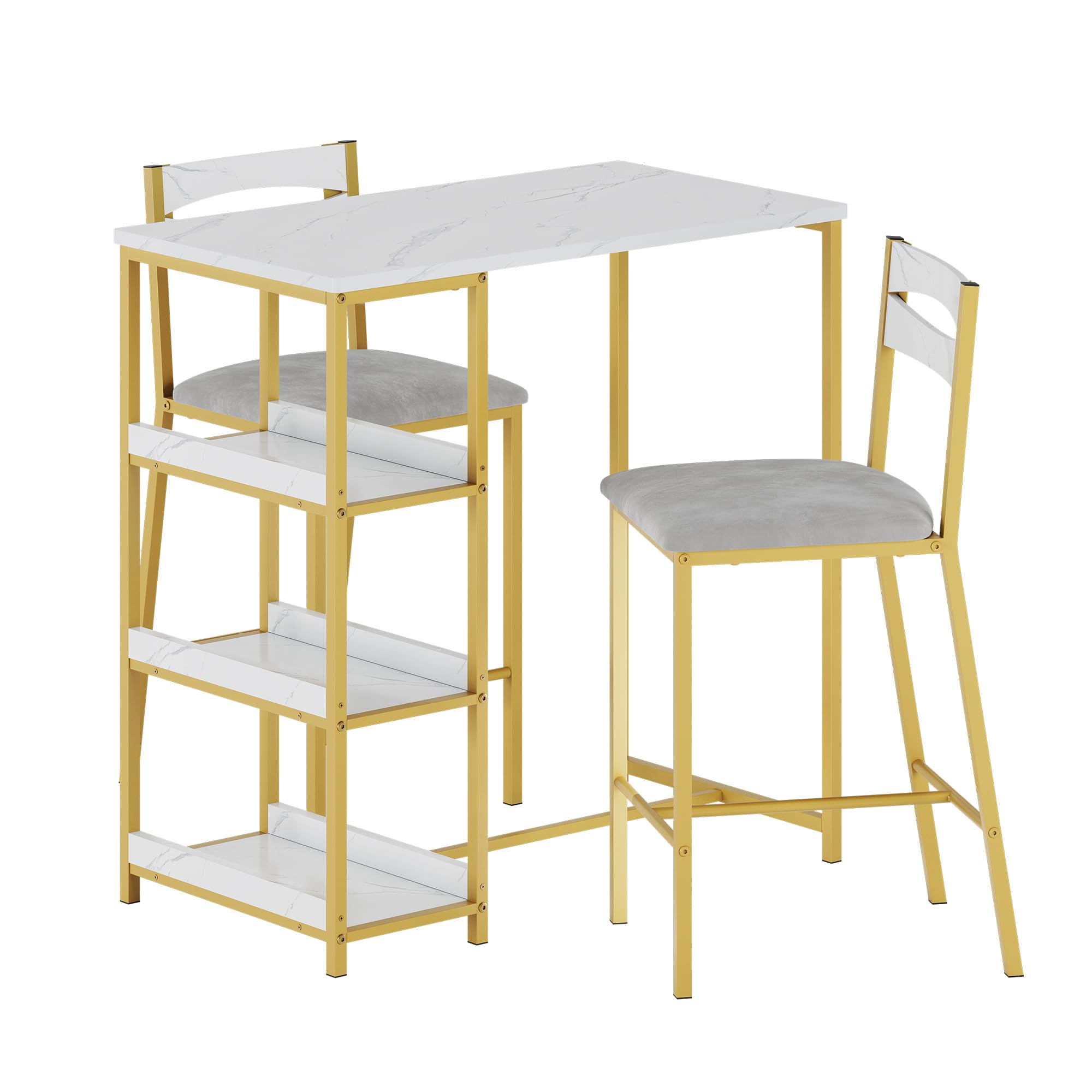 Mesa de comedor con estantes de almacenamiento para cocinas estrechas