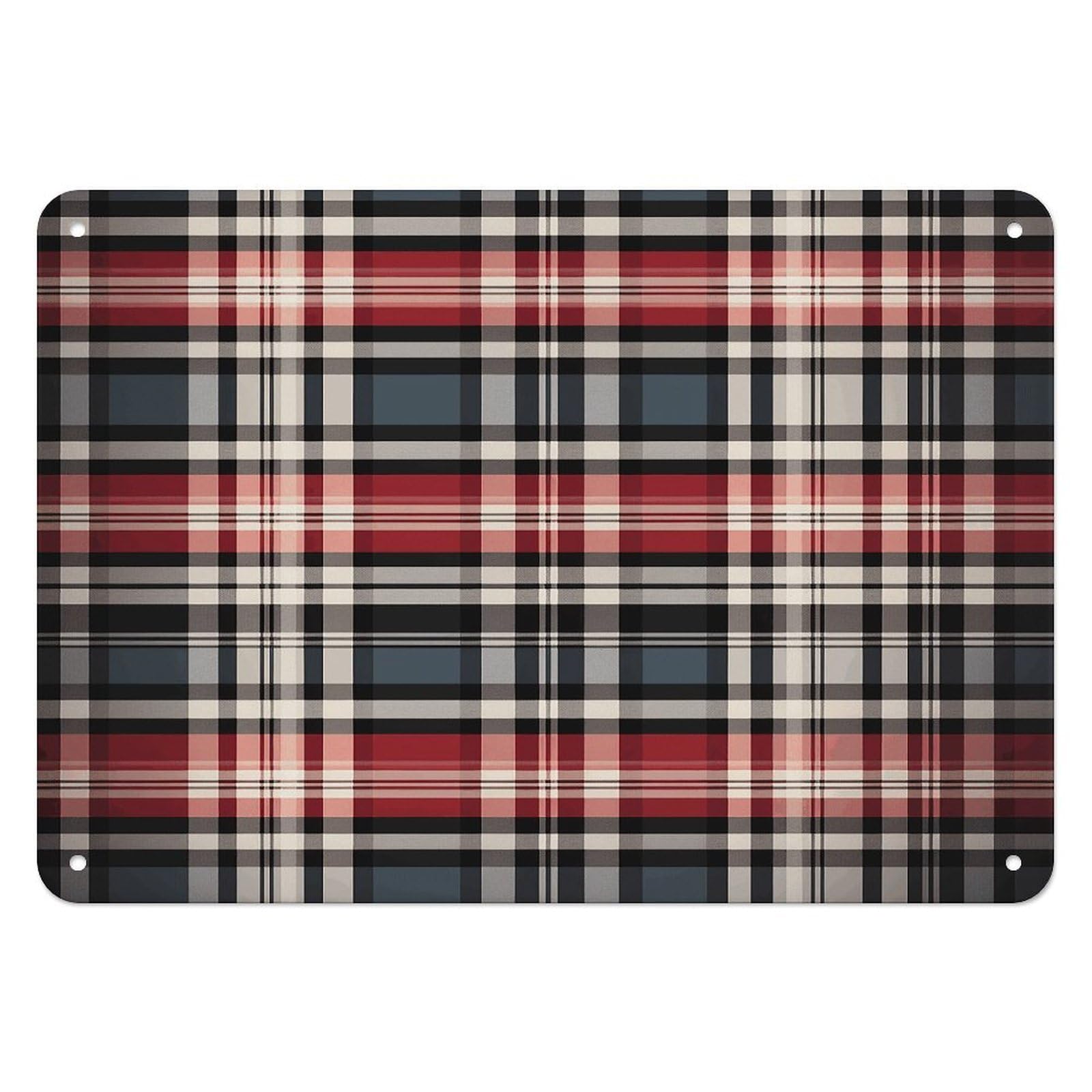 Fekiloot Style Old Plaid Checkered Wall Decor Iron Painting Metal Sign