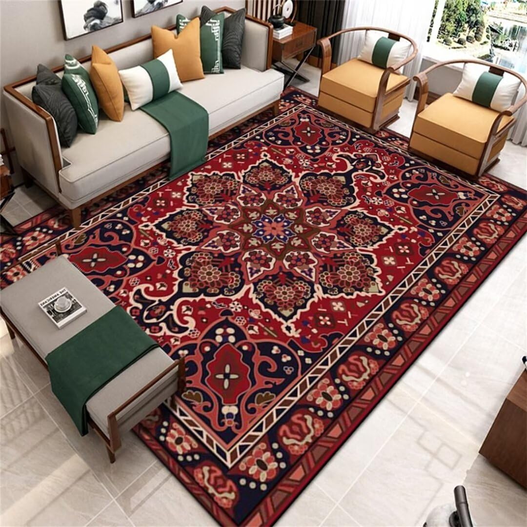 Tapis enfant durable pour chambre de jeunesse au motif floral rétro