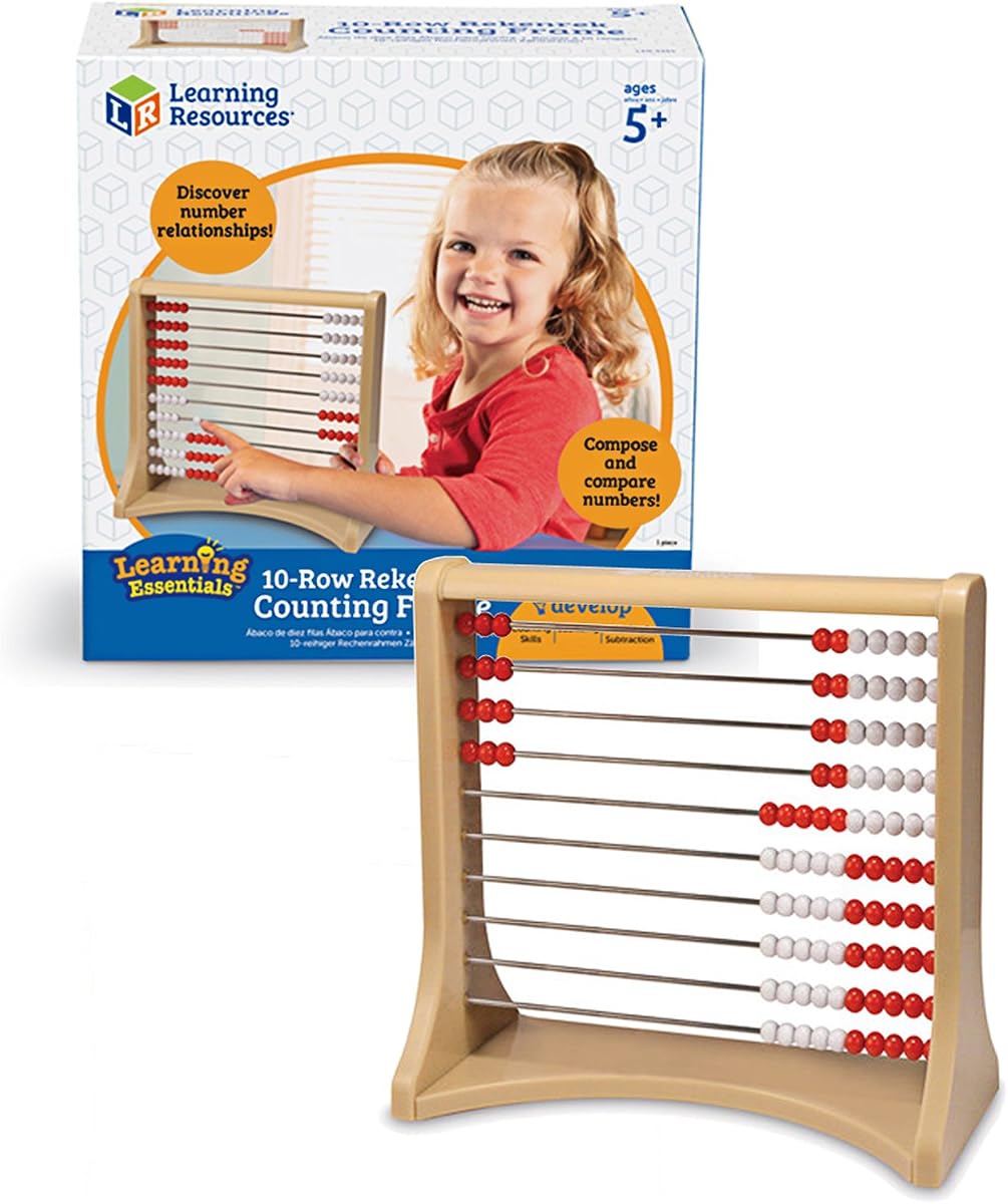 10-Row Rekenrek Counting Frame | Abacus for Kids, Counting Toy for Kids, Math Toys, Early Math Skills, Homeschool Supplies, Ages 5+