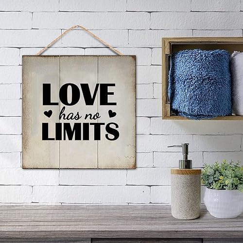 Miniatura 6 de 16x16in Wood Sign Inspirational Quotes Love Has No Limits Retro Style Scripture Verses Wooden Plaque for Farmhouse Porch Living Room Kitchen Coffee