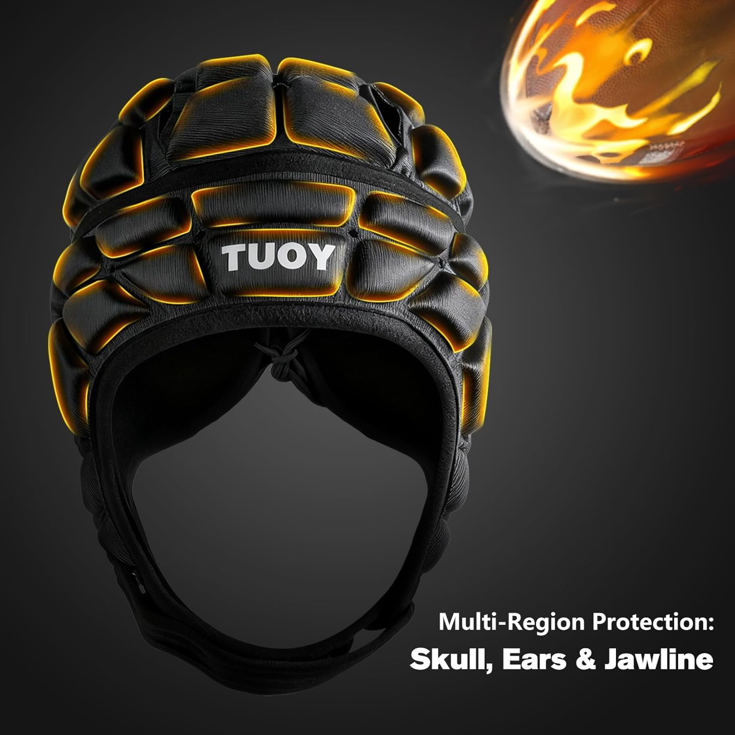 TUOY Football Helmet for Youth & Adult, Breathable Soft-Shell Padded Headgear, Adjustable Head Protector for 7v7 Rugby, Flag Football and Contact Sports