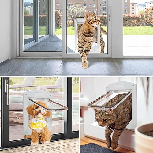 Miniatura 5 de Puerta de gato con cerradura resistente a la intemperie para puertas interiores y exteriores, puerta de gato interior, puerta pequeña para mascotas,
