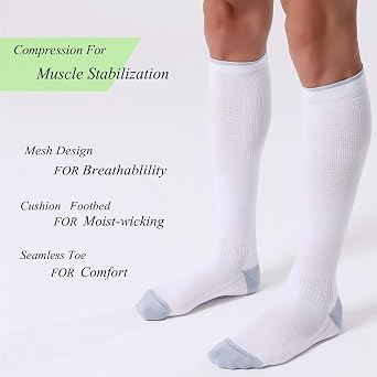 FITRELL 3 Pairs Compression Socks for Women and Men 20-30 mmHg Flight Socks
